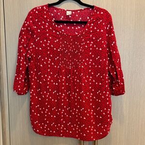 Chic Red Geometric Blouse